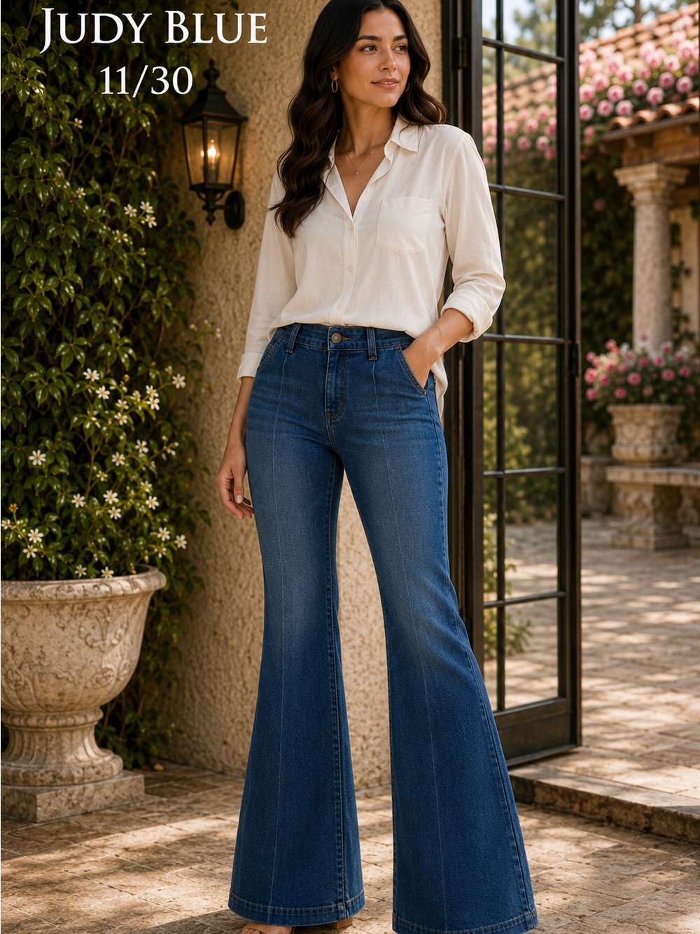 Judy Blue Trouser Bootcut Jeans 11/30 High Rise Stretch Dark Wash